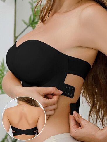 Women's Strapless Bra，Crossover Side Closure Shaping Cup Bralettes，Seamless Wireless Breathable Comfortable Tube Top in Saudi Arabia