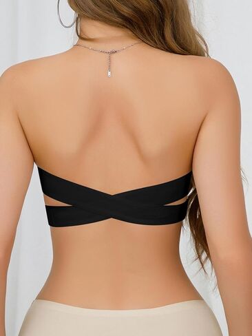 Women's Strapless Bra，Crossover Side Closure Shaping Cup Bralettes，Seamless Wireless Breathable Comfortable Tube Top in Saudi Arabia