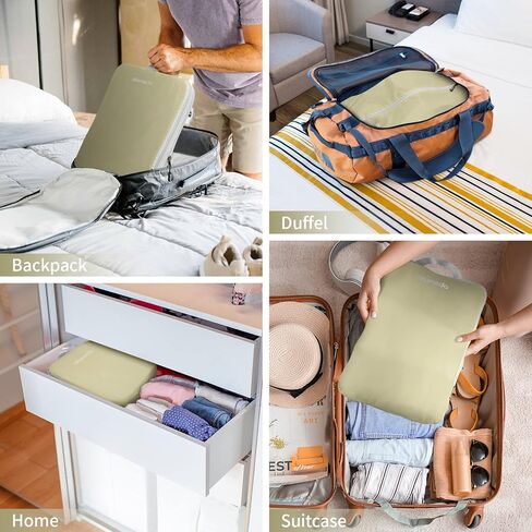 4 Set Compression Packing Cubes for Suitcases - Lightweight Compression Packing Cubes Travel for Backpack Carry-on Organizer Bags with Shoe Bag Light Green (L+L+S+Shoes bag) in Saudi Arabia