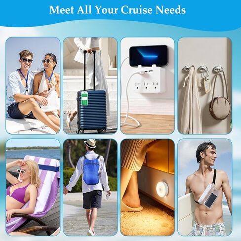 Cruise Essentials 2025 - Cruise Must Haves with Non-Surge Power Strip,Toilet Night Light,Lanyard Holder Magnet Hook,Travel Bag,Towel Bands,Fanny Pack,Shower Organizer for All Cruise Lines in Saudi Arabia