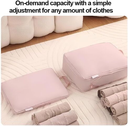 6 Set Compression Packing Cubes, Lightweight & Space-Saving Vacation Travel Essentials, Durable Various Sizes Packing Organizer with Zippers Shoe Bag for Suitcase Carry On Luggage, Black in Saudi Arabia