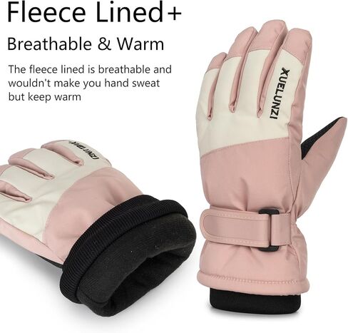 Winter-Ski-Gloves for Kids Girls,Thermal Fleece Lined Cold-Weather-Windproof-Gloves for 6-12Yrs Children in Saudi Arabia