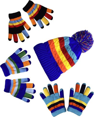 Peach Couture Children’s Toddler Winter Gloves & Mittens – Double Layer Warm Knit Value Pack – Cold Weather Accessories in Saudi Arabia