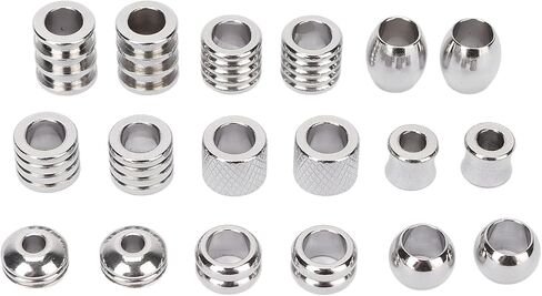 18Pcs Beard Beads for Men, 9 Styles Stainless Steel Hair Beads, Silver Beard Ornaments Clips, DIY Beard Jewelry for Men Beard Weaving, Braid Hair, Baubles Accessories in Saudi Arabia