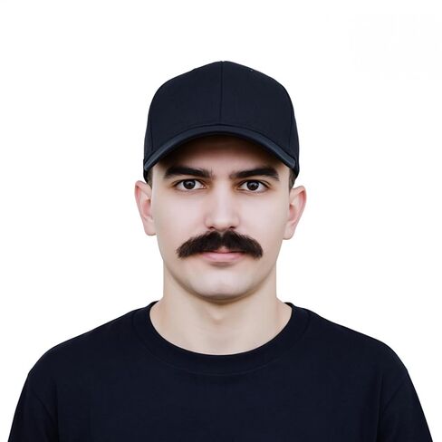 Real Human Hair Fake Mustache – 100% Natural Look, Invisible Lace Backing, Reusable Costume Prop for Christmas, Kid's Fun, Six Seven – Black or Brown(Brown) in Saudi Arabia