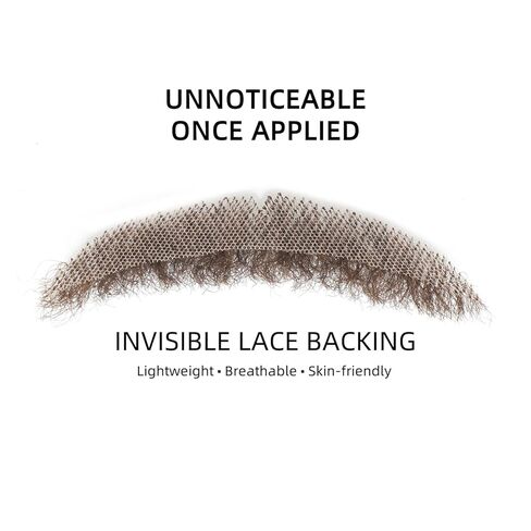 Real Human Hair Fake Mustache – 100% Natural Look, Invisible Lace Backing, Reusable Costume Prop for Christmas, Kid's Fun, Six Seven – Black or Brown(Brown) in Saudi Arabia
