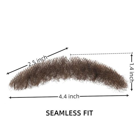 Real Human Hair Fake Mustache – 100% Natural Look, Invisible Lace Backing, Reusable Costume Prop for Christmas, Kid's Fun, Six Seven – Black or Brown(Brown) in Saudi Arabia