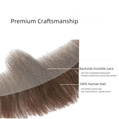 Real Human Hair Fake Mustache – 100% Natural Look, Invisible Lace Backing, Reusable Costume Prop for Christmas, Kid's Fun, Six Seven – Black or Brown(Brown) in Saudi Arabia