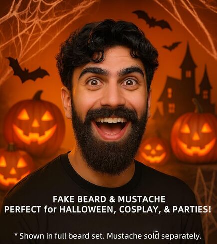 Real Human Hair Fake Mustache – 100% Natural Look, Invisible Lace Backing, Reusable Costume Prop for Christmas, Kid's Fun, Six Seven – Black or Brown(Brown) in Saudi Arabia