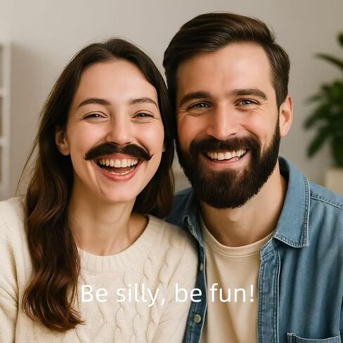Real Human Hair Fake Mustache – 100% Natural Look, Invisible Lace Backing, Reusable Costume Prop for Christmas, Kid's Fun, Six Seven – Black or Brown(Brown) in Saudi Arabia