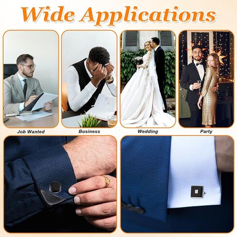 8 Pcs Cufflinks for Men, Classic Tone Cuff Links Shirt Suit Men’S Cufflinks Jewelry, Gold Silver Black Disc Square Rectangle Cuff Links for Wedding Groom Business Elegant Gift in Saudi Arabia