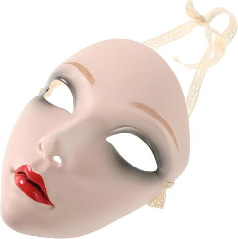 Veemoon Vintage Plastic Mask for Women's Masquerade Diy Hand-painted Chinese Face Mask for Hanfu Cosplay Stage Performance in Saudi Arabia
