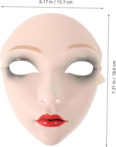 Veemoon Vintage Plastic Mask for Women's Masquerade Diy Hand-painted Chinese Face Mask for Hanfu Cosplay Stage Performance in Saudi Arabia