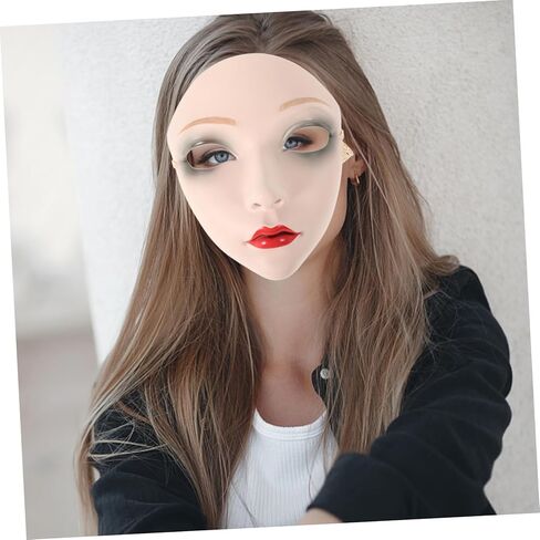Veemoon Vintage Plastic Mask for Women's Masquerade Diy Hand-painted Chinese Face Mask for Hanfu Cosplay Stage Performance in Saudi Arabia
