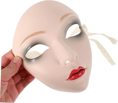 Veemoon Vintage Plastic Mask for Women's Masquerade Diy Hand-painted Chinese Face Mask for Hanfu Cosplay Stage Performance in Saudi Arabia