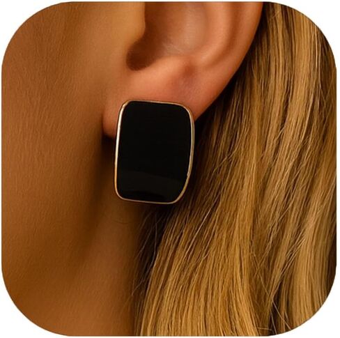 Symvikio 14K Gold Plated Square Clip On Earrings for Women,Geometric Hypoallergenic Non Pierced Ear Clips Stud Earring Jewelry Gift in Saudi Arabia