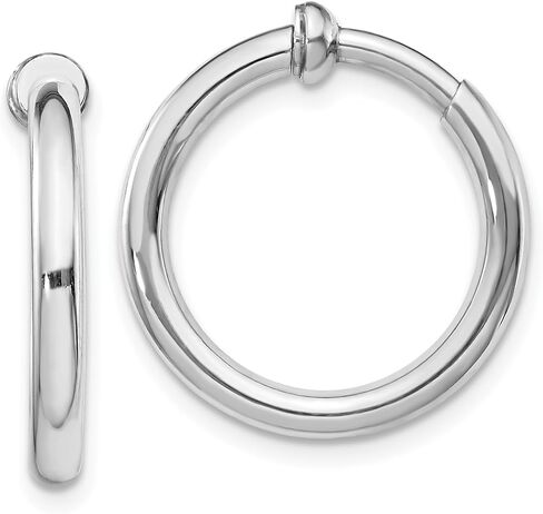 Sterling Silver Small Hoop Earrings Non Pierced Clip On Polished Round 20mm For Women Everyday Gift in Saudi Arabia