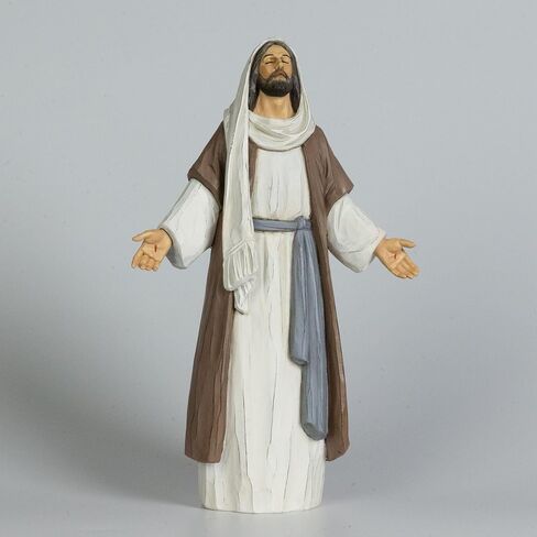 Jesus Christ Statue with Open Arms, Hand Painted Saint Statue Religious Modern Home Decor, Christian Jesus Figurines Religious Gift 9.5 Inch High in Kuwait