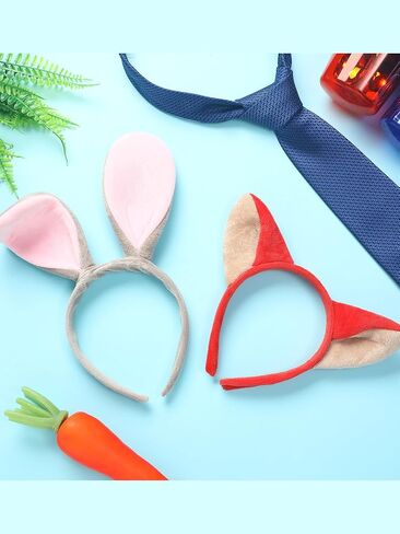 12 Pcs Orange Fox and Grayish Pink Rabbit Ear Headbands Bulk Halloween Costume Party Supplies Hairband for Cosplay in Saudi Arabia