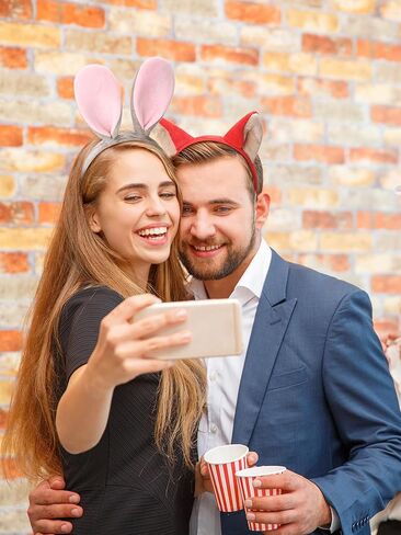 12 Pcs Orange Fox and Grayish Pink Rabbit Ear Headbands Bulk Halloween Costume Party Supplies Hairband for Cosplay in Saudi Arabia