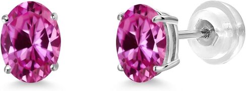 Gem Stone King 14K White Gold Green Tourmaline Stud Earrings For Women (1.40 Cttw, Gemstone Birthstone, Oval 7X5MM) in Saudi Arabia