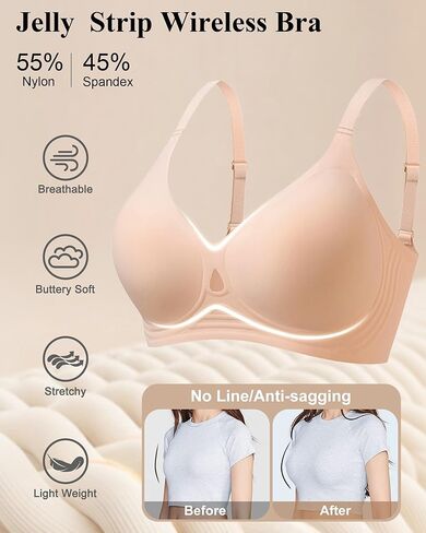 جيلي حمالات الصدر اللاسلكية للنساء حزمة التي شيرت حمالات الصدر للنساء لا Underwire التغطية الكاملة سلس رفع البرازيلي عودة تنعيم الصدرية in Kuwait