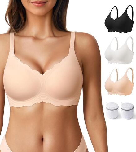 جيلي حمالات الصدر اللاسلكية للنساء حزمة التي شيرت حمالات الصدر للنساء لا Underwire التغطية الكاملة سلس رفع البرازيلي عودة تنعيم الصدرية in Kuwait