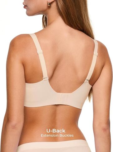 Deep V Bras for Women, Wireless Push Up Plunge Bra Seamless Supportive No Underwire T-Shirts Bralettes in Saudi Arabia