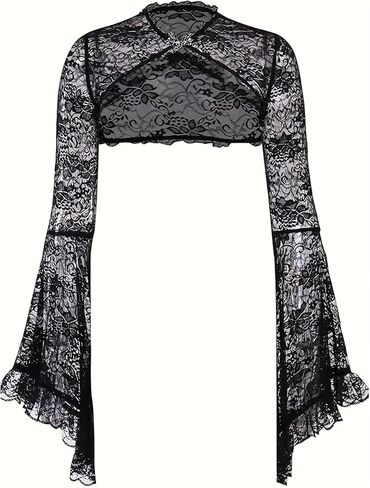 شال نسائي من الدانتيل باللون الأسود، شالات وأغطية سوداء لفساتين السهرة، سترة قصيرة in Saudi Arabia