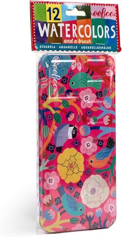 eeBoo: Tree of Life 12 Watercolors - Paint Set w Brush, Beautiful Design Tin Box, 12 Vibrant Colors, Kids Art Supplies, Ages 3+ in Saudi Arabia