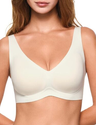 Deep V Bras for Women, Wireless Push Up Plunge Bra Seamless Supportive No Underwire T-Shirts Bralettes in Saudi Arabia