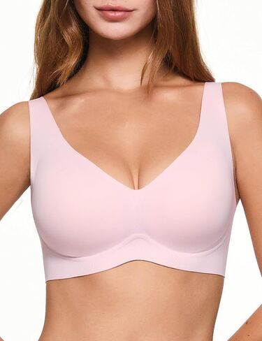 Deep V Bras for Women, Wireless Push Up Plunge Bra Seamless Supportive No Underwire T-Shirts Bralettes in Saudi Arabia