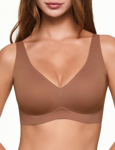 Deep V Bras for Women, Wireless Push Up Plunge Bra Seamless Supportive No Underwire T-Shirts Bralettes in Saudi Arabia