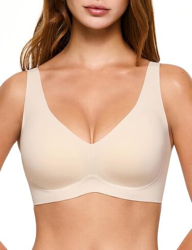 Deep V Bras for Women, Wireless Push Up Plunge Bra Seamless Supportive No Underwire T-Shirts Bralettes in Saudi Arabia