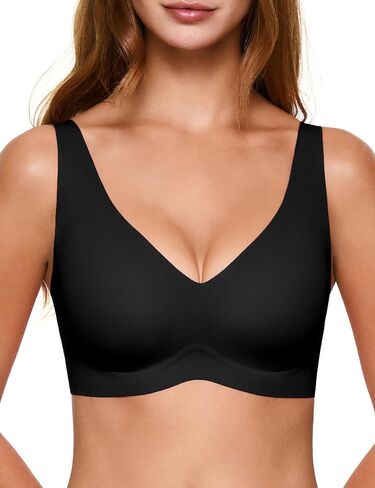 Deep V Bras for Women, Wireless Push Up Plunge Bra Seamless Supportive No Underwire T-Shirts Bralettes in Saudi Arabia