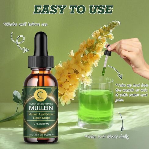(عبوتان) قطرات مولين للرئتين - مستخلص أوراق مولين عالي الفعالية لإزالة سموم الرئة وتطهيرها، دعم الجهاز التنفسي والمناعي والجهاز الهضمي، صبغة سائل مولين طبيعية، غير معدلة وراثيًا، 4 أونصة سائلة in Kuwait