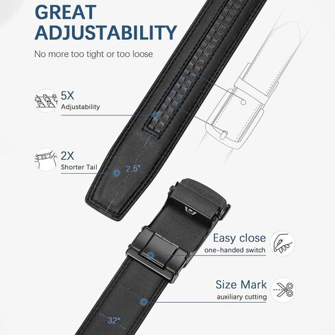 Ratchet Belt for Men - 2 Packs Leather Mens belt For Gift Men Dress and Casual,Trim to Fit in Saudi Arabia