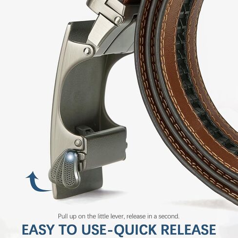 Ratchet Belt for Men - 2 Packs Leather Mens belt For Gift Men Dress and Casual,Trim to Fit in Saudi Arabia