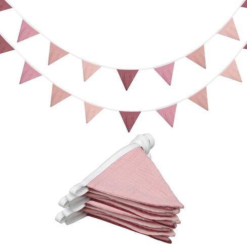 Oudain 17 ft Pennant Banner Flags, 2 Pcs Nursery Garland Triangle Bunting Flag Baby Banner for Nursery Decor Baby Birthday Boho Wedding Shower Party Event, Each 8.5 ft(Retro Color) in Kuwait