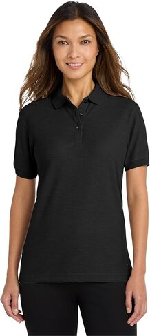 Port Authority Ladies Silk Touch Polo Shirt, XL, Black in Saudi Arabia