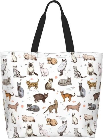 حقيبة حمل لطيفة على الشاطئ، حقيبة قماش للسفر، حقيبة تسوق بقالة قابلة لإعادة الاستخدام، حقيبة حمل للنساء والرجال in Kuwait