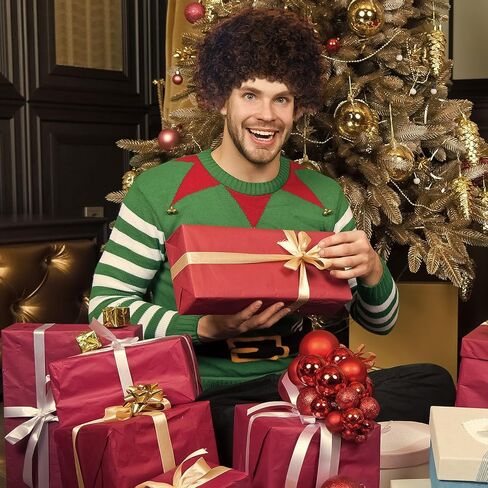 Zeyune Christmas Elf Wig for Men Curly the Elf Wig for Adults Funny Holiday Party Costumes Full Wigs for Christmas Cosplay in Saudi Arabia