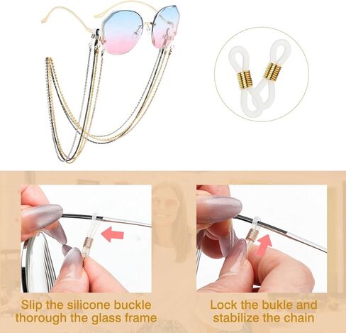 سلسلة نظارات كرييريدو 4 قطع للنساء، حاملات نظارات العين الأنيقة حول الرقبة للرجال والنساء مع 8 قطع أطراف مطاطية قابلة للتعديل in Kuwait