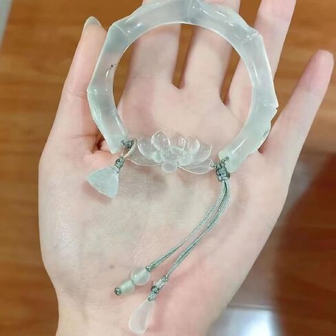 Hotan Jade Pearl Bracelet Four leaf Grass Drill Button Design Oriental Poetic Light Luxury Wristband (Slubus lotus) in Saudi Arabia