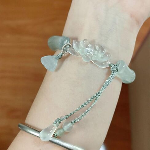 Hotan Jade Pearl Bracelet Four leaf Grass Drill Button Design Oriental Poetic Light Luxury Wristband (Slubus lotus) in Saudi Arabia