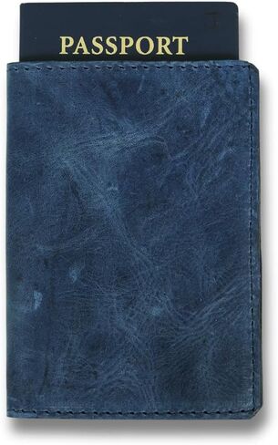 Genuine Leather Passport Wallet for Women or Men – Handmade – Full-Grain Leather Passport Holder (Dark Blue) in Saudi Arabia