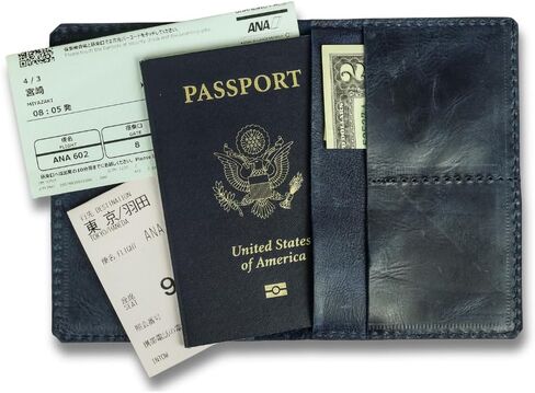 Genuine Leather Passport Wallet for Women or Men – Handmade – Full-Grain Leather Passport Holder (Dark Blue) in Saudi Arabia