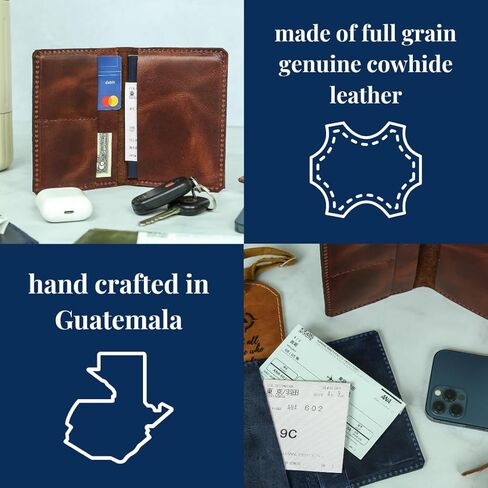 Genuine Leather Passport Wallet for Women or Men – Handmade – Full-Grain Leather Passport Holder (Dark Blue) in Saudi Arabia