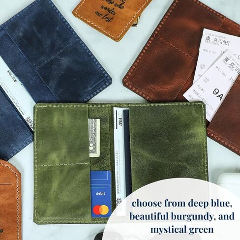 Genuine Leather Passport Wallet for Women or Men – Handmade – Full-Grain Leather Passport Holder (Dark Blue) in Saudi Arabia