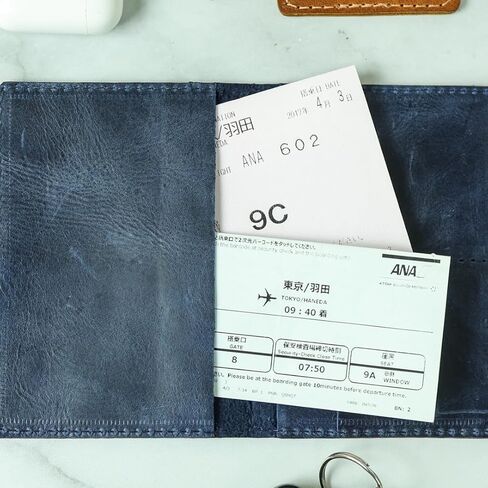 Genuine Leather Passport Wallet for Women or Men – Handmade – Full-Grain Leather Passport Holder (Dark Blue) in Saudi Arabia